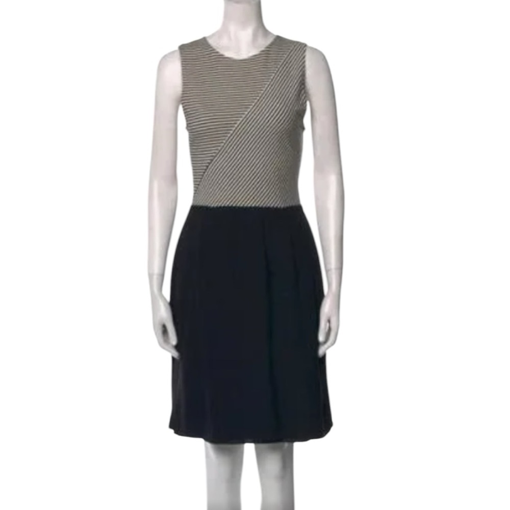 L’Agence Black White Stripe 6 Sleeveless Lined Career Business Casual Dress